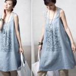 Linen Printed Vest Dress