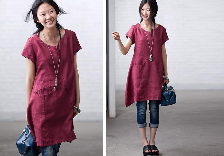 Urban Ramie Cotton Solid Color Lapel Long Sleeves Blouse